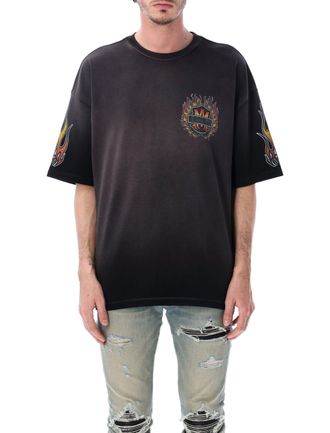 Amiri Flames Oversized Black Flame Graphic Tee