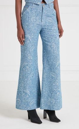 Temperley London Francis Denim Wide Leg Jeans in Washed Blue at Nordstrom, Size 27