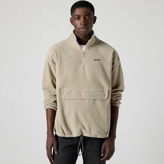 Levi's Relaxed Graphic 1/4 Zip Sweatshirt - Mens - 2XL - Beige / Vintage Khaki