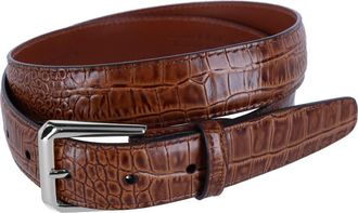 Trafalgar Store 30mm Mock Alligator Embossed Italian Leather Belt in Tan at Nordstrom, Size 40