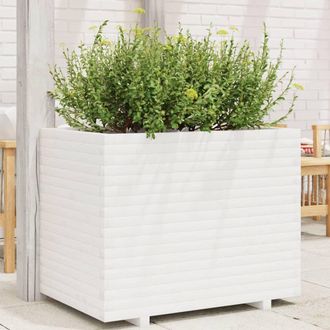Berkfield Home Garden Planter White 90x60x72 cm Solid Wood Pine | Size: 90 x 60 x 72 cm