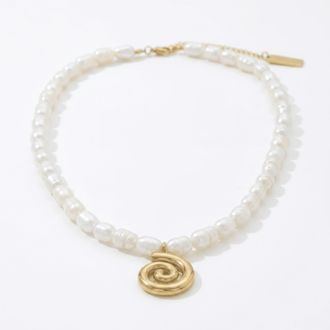 Pompeii3 Athena 18 Pearl 18k Yellow Gold Plated Pendant Necklace