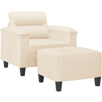 vidaXL Sill&oacute;n Con Taburete Tela De Microfibra Beige 60 Cm Vidaxl