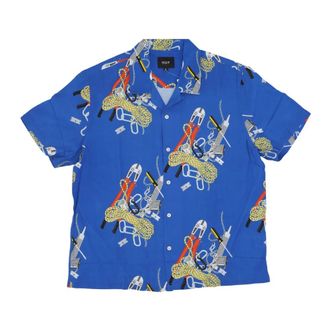 HUF Royal Resort Camp Kraag Shirt - Heren - Korte mouwen Overhemden - Veelkleurig - XL - Rayon - Overhemden