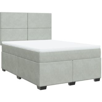 vidaXL Box Spring Bed with Mattress Light Grey 140x190 cm Velvet Vidaxl