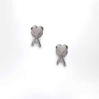 Ami Ami de Coeur hammered brass earrings in silver
