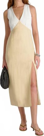 French Connection Cooper Linen V-Neck Midi Dress In White