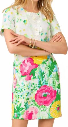 Lilly Pulitzer Edita Short Sleeve Dress In Multi Poppy Party Engineered Woven Shift