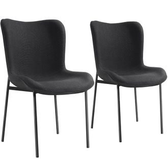 TecTake Dining Chair Tessa Set Of 2 - Woven Fabric Black/Black in Black | Size: 2 Pack