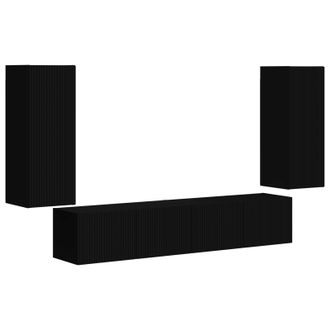 vidaXL Conjunto De Mueble Para Tv De Pared 4 Pcs Negro Vidaxl