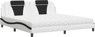 vidaXL Vidaxl - Cama Con Colch&oacute;n Cuero Sint&eacute;tico Blanco Y Negro 200x200 Cm