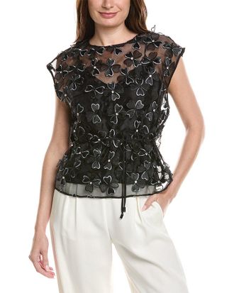Milly Milly Ryan Clover Bow Organza Top