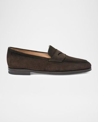 Santoni Suede Penny Loafers