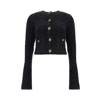 Balenciaga Cardigans, female, Black, Size: M Sequin Cardigan with Front Button Closure