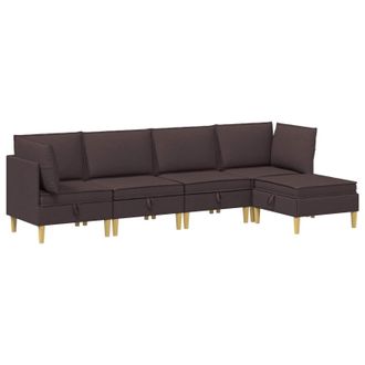 vidaXL Juego De Sof&aacute; Modular Con Almacenamiento 5 Pcs Marr&oacute;n Oscuro Vidaxl