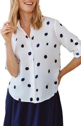 Bella Dahl Dot Split Back Button-Up Shirt in Spring Dots at Nordstrom, Size X-Small
