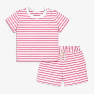 primary Baby Stripe Embroidered Set in Taffy White Stripe at Nordstrom, Size 18-24M