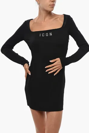 Dsquared2 ICON Long-Sleeve Sheath Dress With Rhinestone Detail Dsquared2