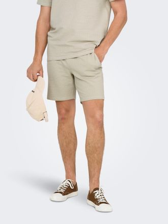 Only & Sons Shorts ONLY & SONS ONSKIAN LIFE REG SEERSUCKER SHORTS NOOS, Herren, Gr. XXL, N-Gr, beige (silber lining), Web, Obermaterial: 97% Baumwolle, 3% Elastha