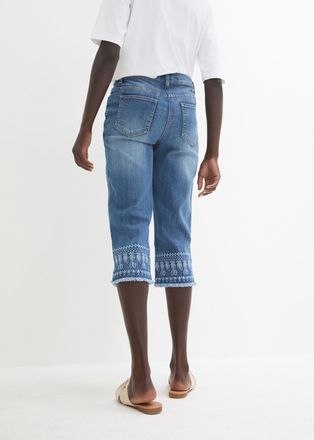 Bonprix Caprijeans BONPRIX, Damen, Gr. 36, N-Gr, blau bleached, Denim/Jeans, Obermaterial: 82% Baumwolle, 17% Polyester, 1% Elasthan, slim fit, Jeans Caprijea