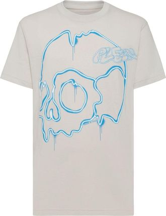 Philipp Plein Dripping Skull graphic-print T-shirt - men - Cotton - XXXXL - Neutrals