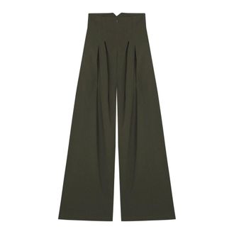 Cortana Wide Trousers, female, Green, XS, Soto, dark green linen trousers