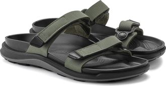 Birkenstock Womens Birkenstock Sahara Sandals Futura Khaki Birko-Flor Slide HTAT351