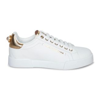 Dolce & Gabbana Sneakers, female, White, Size: 11 US White Leather Low-Top Sneakers