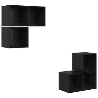 Berkfield Home TV Cabinet Set 4 pcs Black oak 37 x 37 x 72 cm Engineered wood