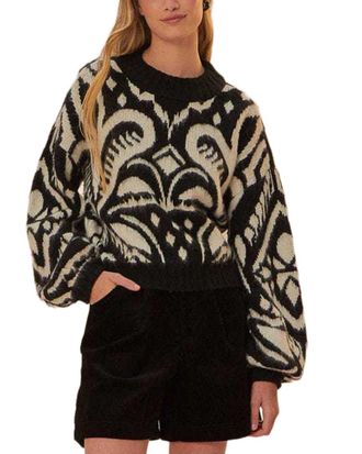 Farm Rio Farm Rio Wool-Blend Ikat Knit Sweater