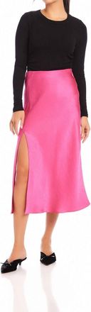 Fifteen Twenty Brielle Side Slit Midi Skirt In Bright Pink