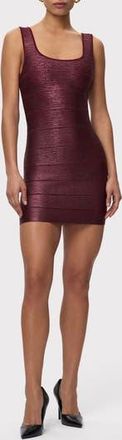 H&eacute;rve L&eacute;ger The Gabriella Metallic Bandage Minidress in Dark Red Foil at Nordstrom Rack, Size Xx-Small