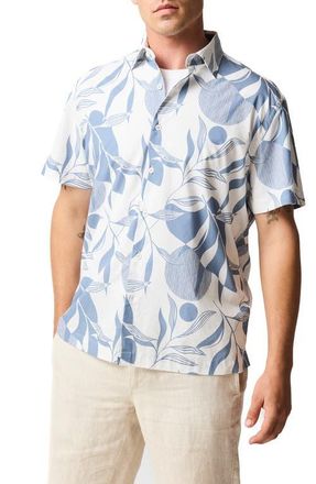 Rodd & Gunn Carrington Floral Short Sleeve Button-Up Shirt in Stonewash at Nordstrom, Size Xxx-Large