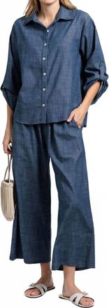 Nally & Millie Ariel Button Down Shirt In Chambray