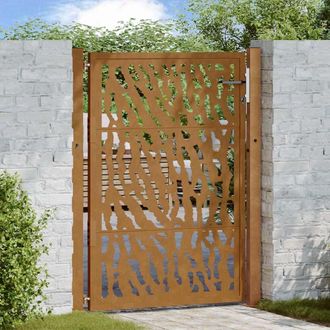 Berkfield Home Garden Gate 105x130 cm Weathering Steel Trace Design in Brown