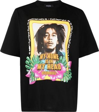 Dsquared2 graphic-print crew-neck T-shirt - men - Cotton - S - Black
