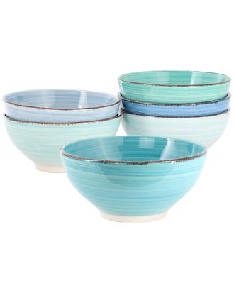 Elama Blue Ridge 6Pc Round Stoneware Assorted Bowl Set