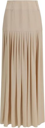 Crida Milano Calla Lange Rok - Dames - Rokken - Beige - Maat: 3XS Viscose