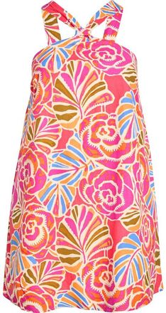 Sugarlips Ronan Floral Amory Halter Minidress in Pink Orange Blue at Nordstrom, Size 3X
