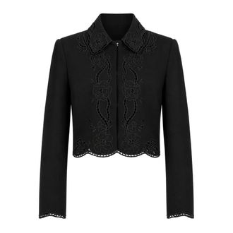Twinset Jas met borduursel - Dames - Jassen - Zwart - Maat: S
