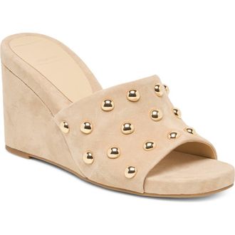 Dolce Vita Holta Stud Wedge Sandal in Camel Suede at Nordstrom, Size 6.5