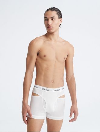Calvin Klein Mens Cotton Stretch Deconstructed Trunk - White - XL