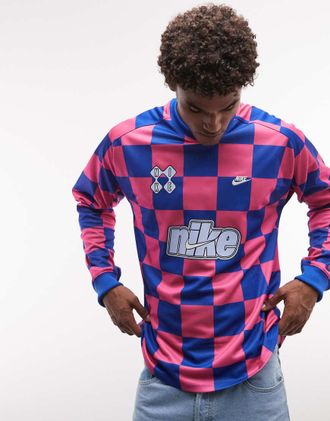 Nike Futbol - Top da portiere a scacchi rosa e blu