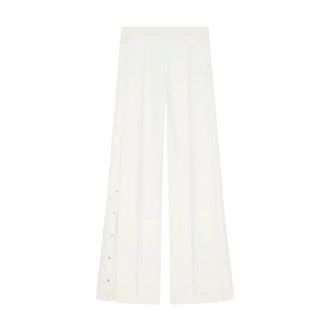 Courr&egrave;ges Pantalones Acampanados de Sarga con Botones Autom&aacute;ticos - Trousers - Mujer - Blanco - S