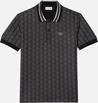 Lacoste Mens Lacoste Mens Black Monogram Jacquard Short Sleeved Polo Shirt - Size: 44