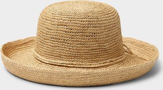 Simons Womens Rolled-hem raffia hat Exclusive collection from Italy