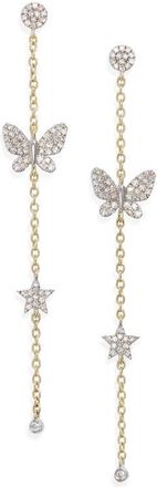 Meira T Butterfly Diamond Drop Earrings in Yellow Gold at Nordstrom