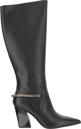 Pinko Puntige Neus Leren Laarzen met 9cm Hak - Dames - Laarzen met Hak - Zwart - 40 EU - Leer - Schoenen