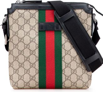 Gucci Borsa a tracolla in tessuto GG Supreme con decorazione Web 2000-2015 - Marrone