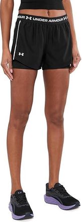 Under Armour Tech Play Up 2-in-1 Shorts Womens Shorts Black/Black/White : LG (US 12-14) T, Polyester